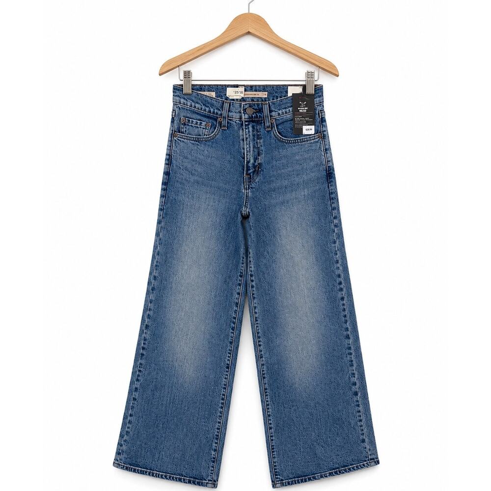 Levi's Women's Crop Wide Leg Jeans Size 24 Blue Wash Denim High Rise Y2K NWT